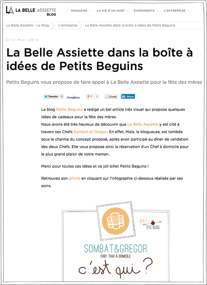 La Belle Assiette - Article - Petits Béguins