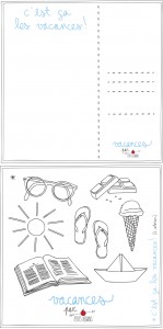 Carte postale à colorier - Vacances - Petits Béguins
